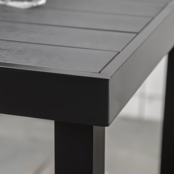 Zahradní stůl Outsunny pro 4 osoby – hliníkový stůl na venkovní použití, snadno se udržuje, plastový, černý, 78 x 78 x 74 cm | Aosom