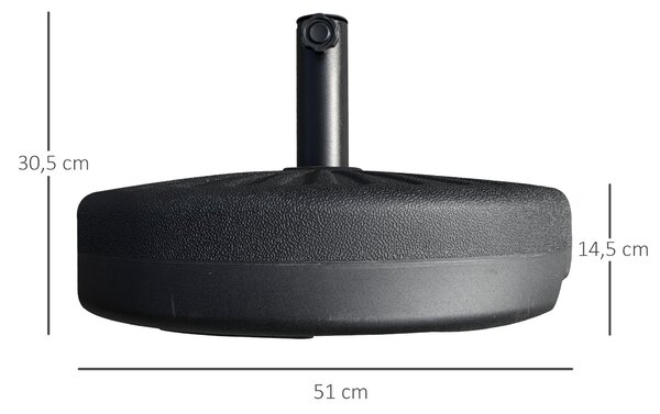 Stojan na deštníky Outsunny, 22 kg, kulatý základ deštníku, hmotnost deštníku, stojan pro tyče o průměru 38/48 mm, na balkon, terasu, zahradu, černý |