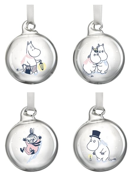 Muurla Set vánočních ozdob Moomin Let it snow 5cm / 4ks