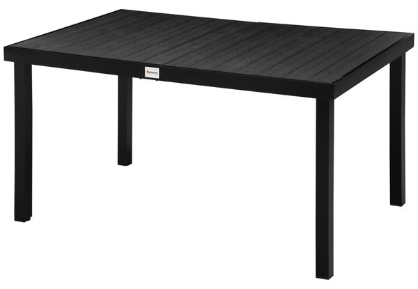 Zahradní stůl Outsunny pro 6 osob - Hliníkový stůl na venkovní stolování, snadno čistitelný plast, černý, 140 x 90 x 74 cm | Aosom