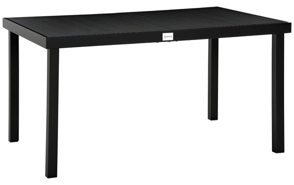 Zahradní stůl Outsunny pro 6 osob - Hliníkový stůl na venkovní stolování, snadno čistitelný plast, černý, 140 x 90 x 74 cm | Aosom