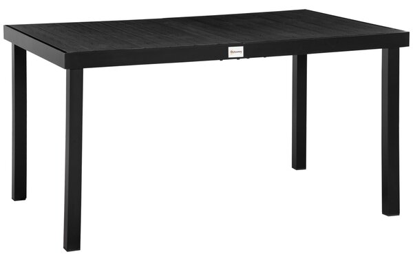 Zahradní stůl Outsunny pro 6 osob - Hliníkový stůl na venkovní stolování, snadno čistitelný plast, černý, 140 x 90 x 74 cm | Aosom