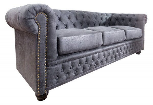 Pohovka CHESTERFIELD 3M antik šedá