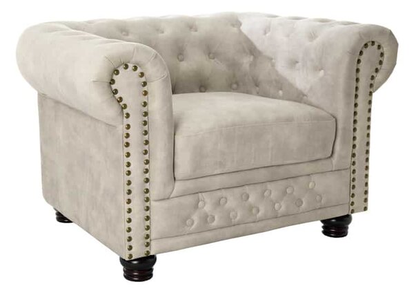 Designové křeslo Chesterfield šampaňský samet