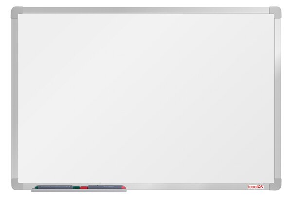 Bílá magnetická popisovací tabule boardOK, 600 x 900 mm, eloxovaný rám