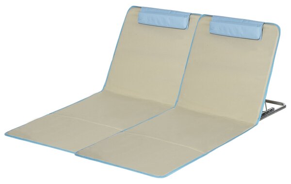 Outsunny 2 Pack Skládací Sluneční Lehátka s Nastavitelným Opěradlem a Polštářkem, S Taškou pro Přenášení, Lehké Přenosné Plážové Matrace, 124 x 53 cm