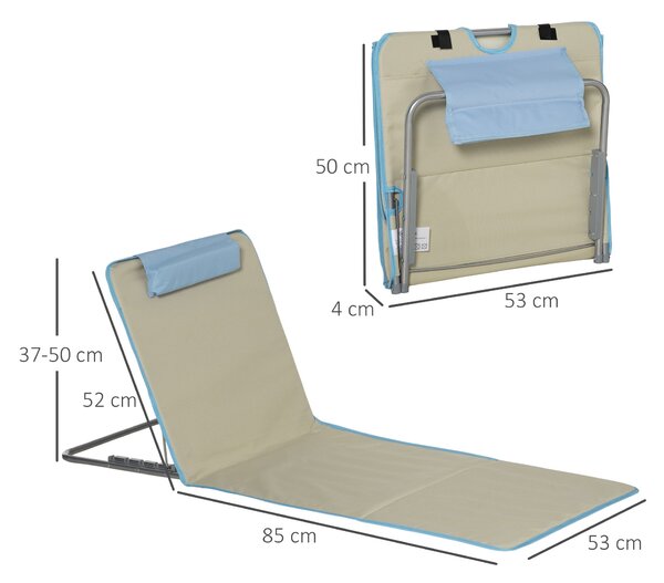 Outsunny 2 Pack Skládací Sluneční Lehátka s Nastavitelným Opěradlem a Polštářkem, S Taškou pro Přenášení, Lehké Přenosné Plážové Matrace, 124 x 53 cm