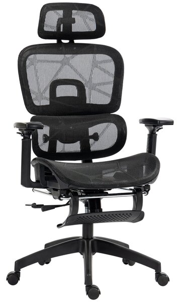 HOMCOM Ergonomická kancelářská židle s opěrkami, opěrkou hlavy, bederní oporou, výškově nastavitelná, otočná židle s funkcí houpání, sklopným mechanis
