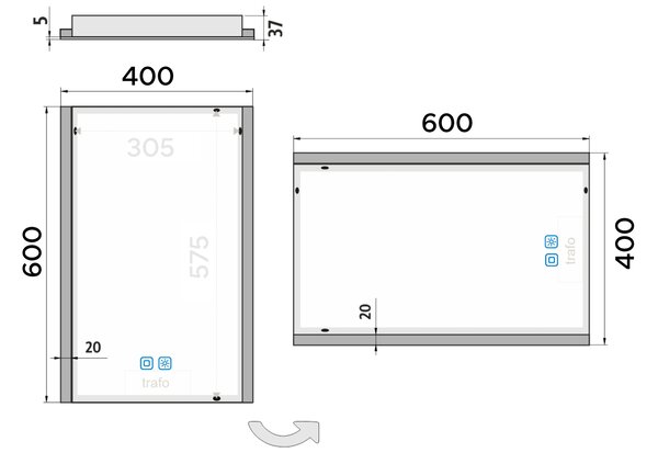 Nimco LED zrcadlo s osvětlením 40 x 60, dotykové senzory ZP 11000VX