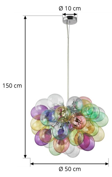 Lucande závěsné světlo Diborah, Ø 50 cm, barevné, sklo, G9, stmívatelný, Vícebarevná, Obývací pokoj / jídelna, Sklo, Design