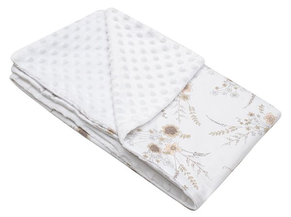 NEW BABY Dětská deka z Minky Květy bílá Bavlna 80x102 cm