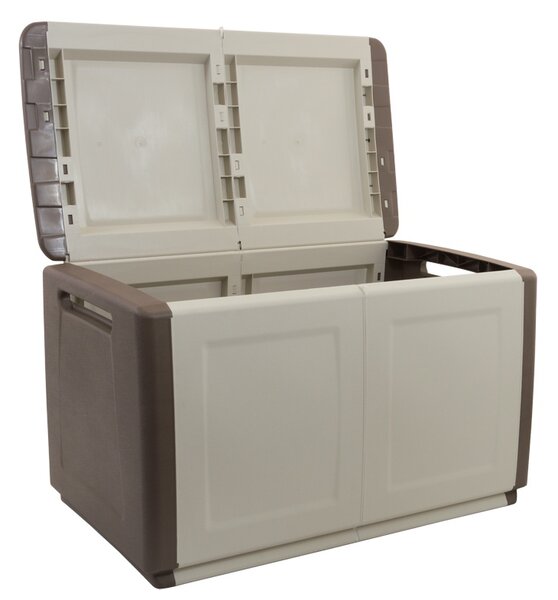 Plastový odkládací box s víkem, 960x570x530 mm, béžový