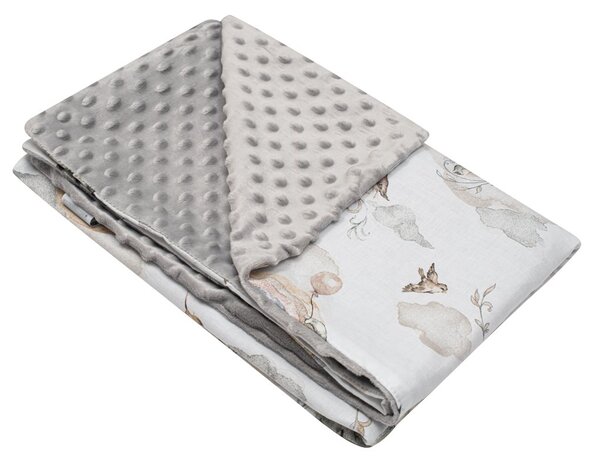 NEW BABY Dětská deka z Minky Sloníci bílo-šedá Bavlna 80x102 cm