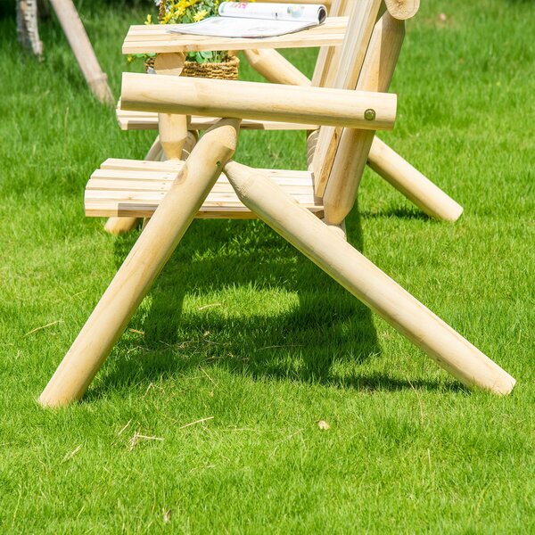 Zahradní lavice s stolem Outsunny, zahradní nábytek, lavice, 2 křesla, masivní dřevo, přírodní, 157 x 88 x 103 cm | Aosom