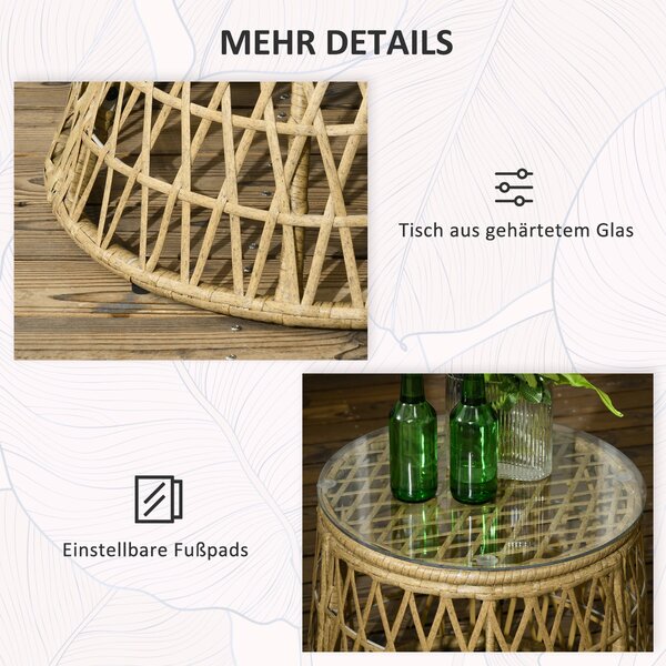 Outsunny 3dílná zahradní souprava, bistro set včetně kávového stolu, 2 židle, zahradní sedačková skupina s polštáři, patio nábytek na terasu, žlutá |
