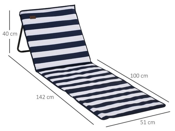 Outsunny 2-balení plážových podložek, skládací plážová židle s taškou, lehátko s nastavitelným opěradlem, sluneční lehátko 110 kg zátěž, plážový matra