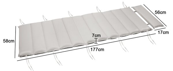 Podložka na saunové lehátko BALI, 58x7x177cmcm, béžová Detex