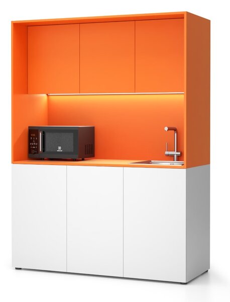 Kuchyňka NIKA se dřezem a baterií 1481 x 600 x 2000 mm, oranžová, pravé