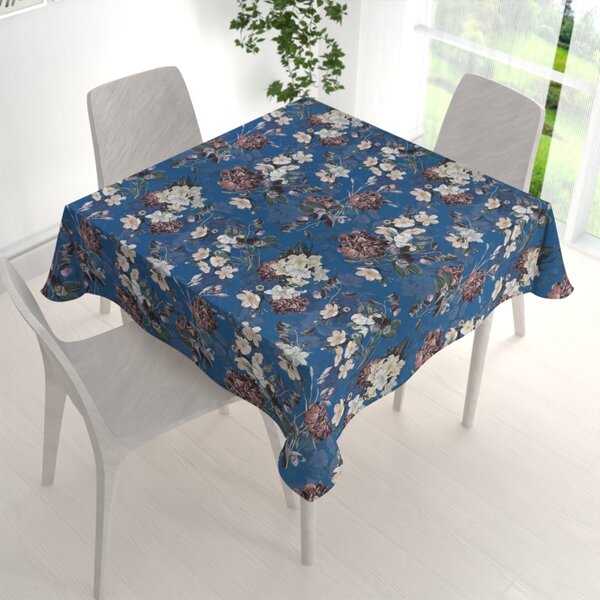 Biante Teflonový čtvercový ubrus TF-061 Květiny na modrém 40x40 cm