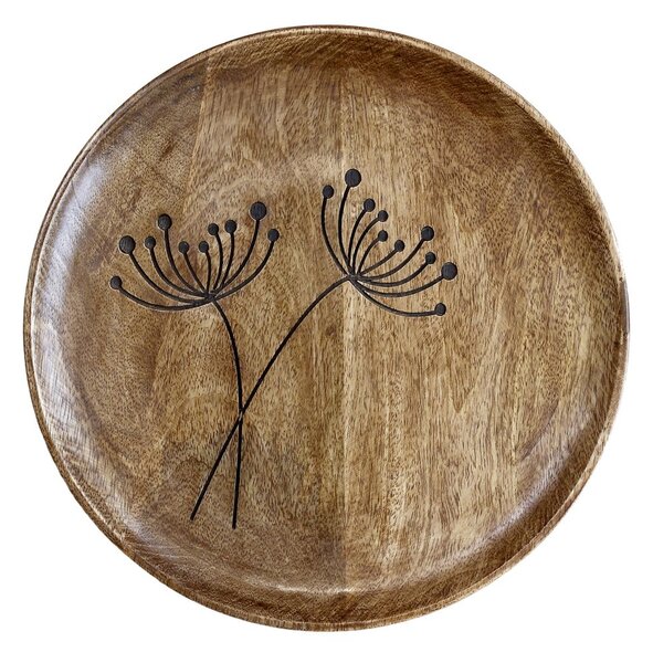 Servírovací talíř z mangového dřeva s květinou Tours Angeliqué - Ø 30cm - Chic Antique