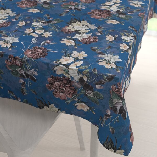 Biante Teflonový obdélníkový ubrus TF-061 Květiny na modrém 50x100 cm