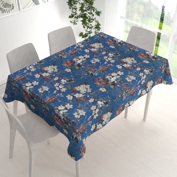 Biante Teflonový obdélníkový ubrus TF-061 Květiny na modrém 50x100 cm