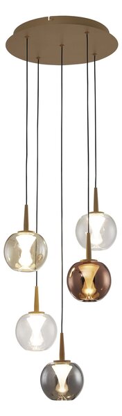 Mantra 8932 Andromeda, zlaté závěsné svítidlo LED 5x5W 3000K bez stínidel, průměr 35cm