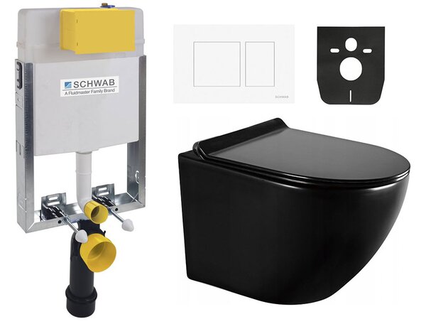 SCHWAB SET WC 199 podomítková nádržka pro zazdění 3/6l, DN110mm + Mexen Lena WC mísa Rimless, WC sedátko se zpomalovacím mechanismem, Slim, duroplast…
