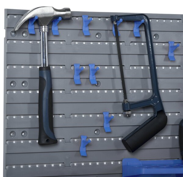 DURHAND Nástěnná police s různými boxy 44 ks na nářadí, 54x22x95 cm | Aosom