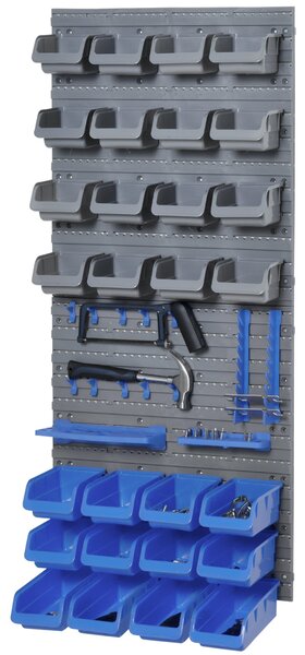 DURHAND Nástěnná police s různými boxy 44 ks na nářadí, 54x22x95 cm | Aosom