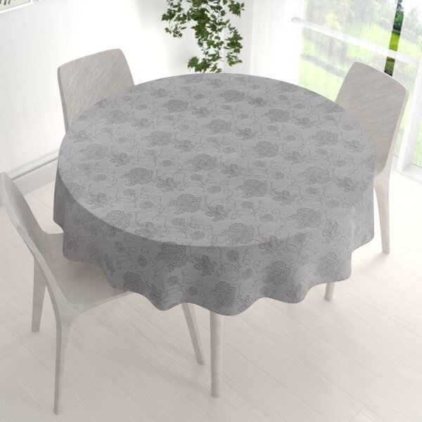 Biante Teflonový kulatý ubrus TF-083 Květované ornamenty na šedém Ø 40 cm