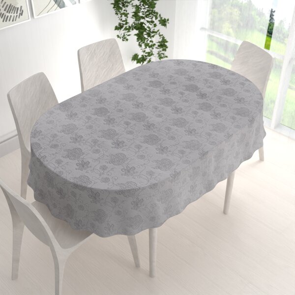 Biante Teflonový oválný ubrus TF-083 Květované ornamenty na šedém 50x100 cm