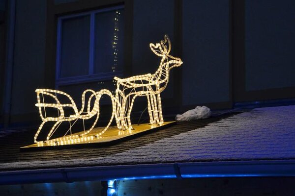 Nexos Světelný LED vánoční sob se sáněmi, 140 cm, teple bílý