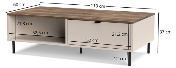 Konferenční stolek 2s/110 [EO4] kašmír / dub castello Evo