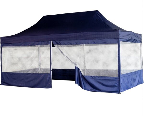 Zahradní párty stan INSTENT PRO, nůžkový, modrý, 3 x 6 m