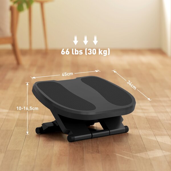 HOMCOM Podložka pod nohy, výškově nastavitelná stolička, ergonomická podložka pod nohy, pro domácí kancelář, kancelář, šedá | Aosom