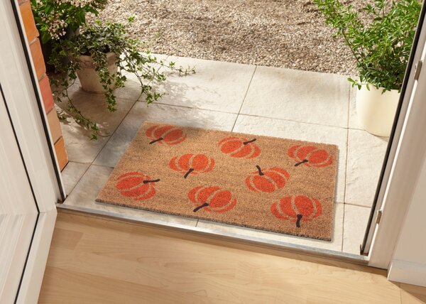 Hanse Home, Rohožka Halloween oranžové dýně 105677 - na ven i na doma, 45x75, oranžová, chodba / předsíň