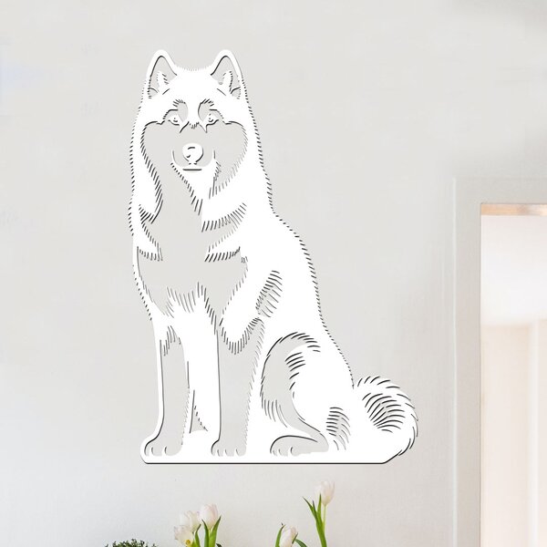 Dřevěný obraz psa Husky | Rozměry (cm): 24x40 | Zvolte barvu dekoru: Černá
