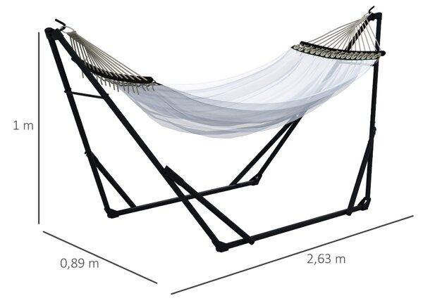 Houpací stojan Outsunny, závěsné křeslo, houpací síť, s taškou, do 120 kg, ocel, 263 x 89 x 100 cm, černý | Aosom