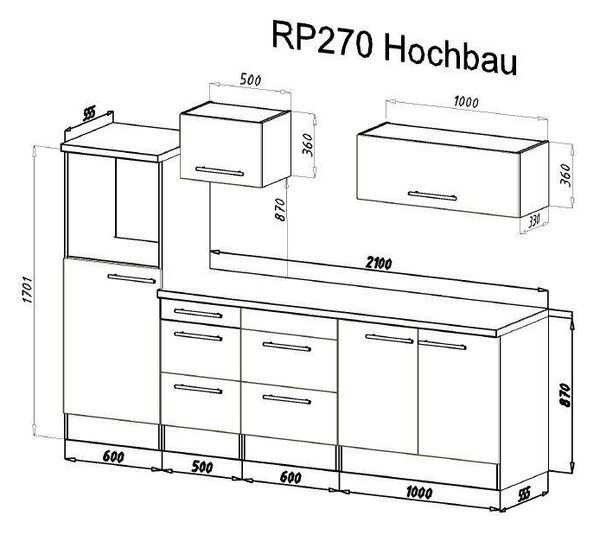 KUCHYŇSKÝ BLOK 270 cm Respekta - Online Only kuchyňské linky, Online Only