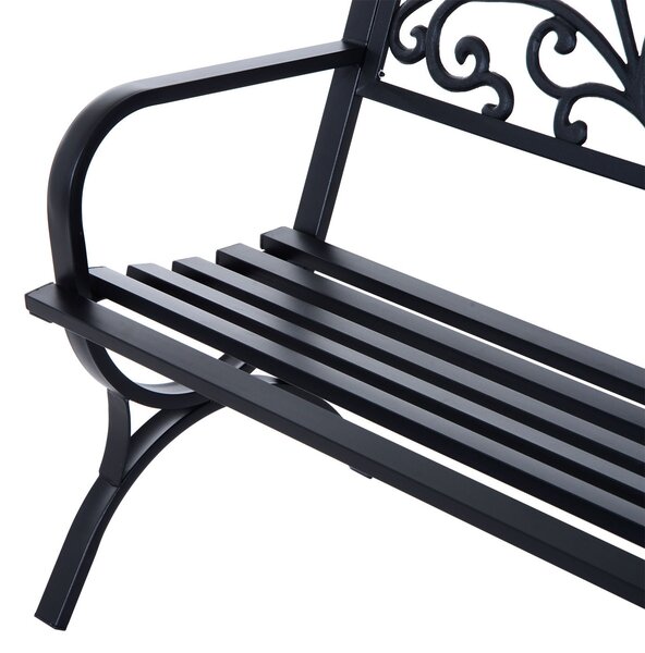 Outsunny dvoumístná zahradní lavička 240 kg nosnost, vhodná pro vnitřní i venkovní použití 127x60x85 cm černá | Aosom