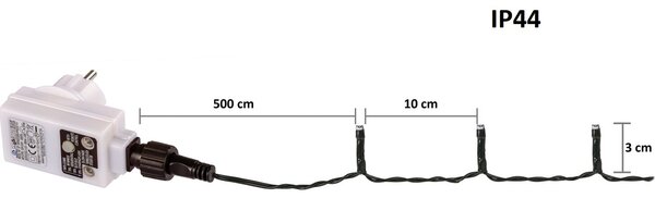 VOLTRONIC Vánoční řetěz 5 m, 50 LED, studeně bílý, ovladač