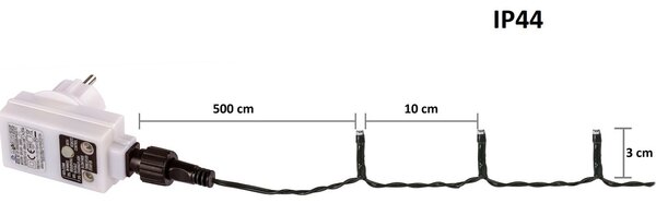 VOLTRONIC Vánoční řetěz 20 m, 200 LED, studeně bílý, ovladač