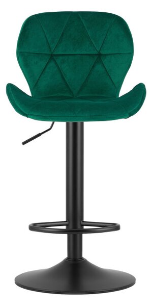 Set dvou barových židlí WEST sametové zelené (černá noha) 2 ks