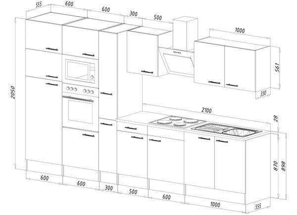 KUCHYŇSKÝ BLOK BEZ SPOTŘEBIČŮ 360 cm Respekta - Online Only kuchyňské linky, Online Only