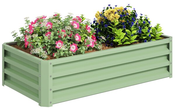 Outsunny Zvedený Záhon z Oceli, Zahradní Rámeček s Otevřeným Dnem pro Pěstování Zeleniny 120x60x30,5 cm na Balkon, Terasu, Květináč pro Květiny, Rostl