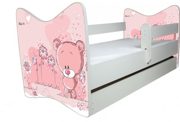 BabyBoo Dětská postýlka LUX Medvídek STYDLÍN růžový 140x70 cm + ŠUPLÍK