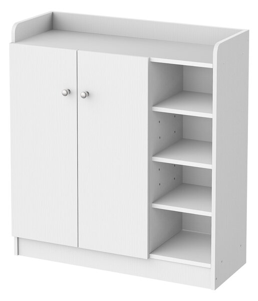 HOMCOM Skříň na boty Regál na boty Úložný kabinet Skládací kabinet 2 dveře 4 oddíly Bílá 83 x 30 x 90 cm | Aosom