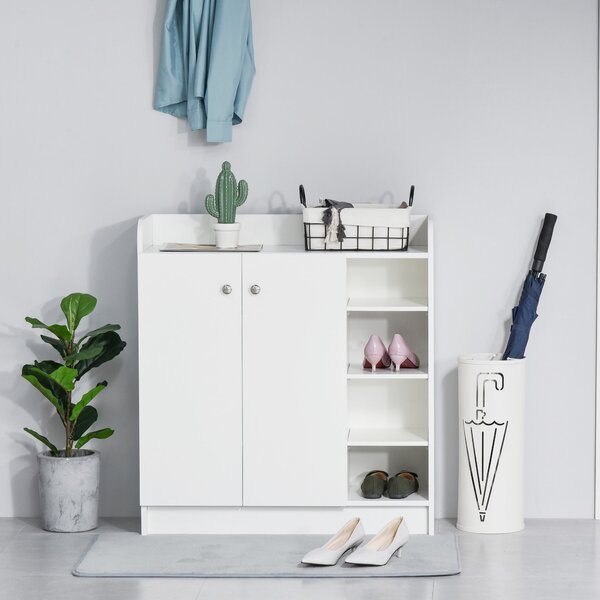 HOMCOM Skříň na boty Regál na boty Úložný kabinet Skládací kabinet 2 dveře 4 oddíly Bílá 83 x 30 x 90 cm | Aosom