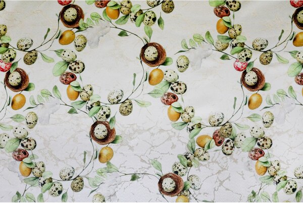 Velikonoční žakárový ubrus s motivem vajíček a hnízd, š. 140 cm Barva Vícebarevná Rozměry 90x90 cm